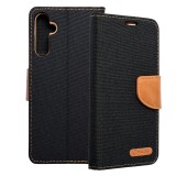 OEM Samsung Galaxy A25 5G könyvtok, fliptok, telefon tok, mágneszáras, bankkártya tartós, fekete, Canvas