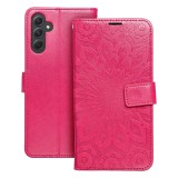 OEM Samsung Galaxy A25 5G könyvtok, fliptok, telefon tok, oldalra nyíló tok, mágneszáras, bankkártyatartós, mandala mintás, magenta, Forcell Mezzo