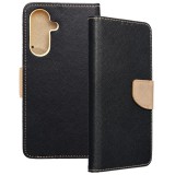 OEM Samsung Galaxy A26 5G könyvtok, fliptok, telefon tok, bankkártyatartós, mágneszáras, fekete-arany, Fancy