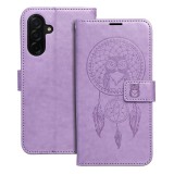 OEM Samsung Galaxy A26 5G könyvtok, fliptok, telefon tok, mágneszáras, bankkártyatartós, álomfogó mintás, lila, Forcell Mezzo