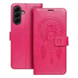 OEM Samsung Galaxy A26 5G könyvtok, fliptok, telefon tok, mágneszáras, bankkártyatartós, álomfogó mintás, magenta, Forcell Mezzo