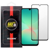 OEM Samsung Galaxy A26 5G üvegfólia, tempered glass, előlapi, edzett, hajlított, fekete kerettel, Veason 6D Pro