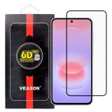OEM Samsung Galaxy A27 5G / S24 FE 5G üvegfólia, tempered glass, előlapi, edzett, hajlított, fekete kerettel, Veason 6D Pro