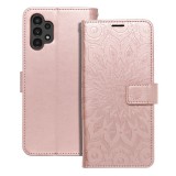 OEM Samsung Galaxy A32 4G könyvtok, fliptok, telefon tok, mágneszáras, bankkártyatartós, mandala mintás, rose gold, Forcell Mezzo