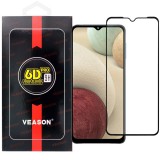 OEM Samsung Galaxy A32 4G üvegfólia, tempered glass, előlapi, edzett, hajlított, fekete kerettel, Veason 6D Pro
