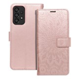 OEM Samsung Galaxy A33 5G könyvtok, fliptok, telefon tok, oldalra nyíló tok, mágneszáras, bankkártyatartós, mandala mintás, rose gold, Forcell Mezzo
