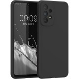 OEM Samsung Galaxy A33 5G szilikon tok, hátlaptok, telefon tok, velúr belsővel, matt, fekete, Silicon