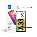OEM Samsung Galaxy A33 5G üvegfólia, tempered glass, előlapi, 5D, edzett, hajlított, fekete kerettel, BlueStar