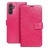 OEM Samsung Galaxy A34 5G könyvtok, fliptok, telefon tok, oldalra nyíló tok, mágneszáras, bankkártyatartós, mandala mintás, magenta, Forcell Mezzo