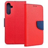 OEM Samsung Galaxy A34 5G könyvtok, fliptok, telefon tok, szilikon keretes, bankkártyatartós, mágneszáras, piros-sötétkék, Fancy