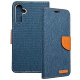 OEM Samsung Galaxy A35 5G könyvtok, fliptok, telefon tok, mágneszáras, bankkártya tartós, kék, Canvas