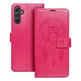 OEM Samsung Galaxy A35 5G könyvtok, fliptok, telefon tok, mágneszáras, bankkártyatartós, álomfogó mintás, magenta, Forcell Mezzo