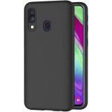 OEM Samsung Galaxy A40 szilikon tok, hátlaptok, telefon tok, velúr belsővel, matt, fekete, Silicone