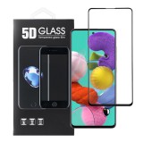 OEM Samsung Galaxy A51 üvegfólia, tempered glass, előlapi, 5D, edzett, hajlított, fekete kerettel