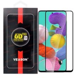 OEM Samsung Galaxy A51 üvegfólia, tempered glass, előlapi, edzett, hajlított, fekete kerettel, Veason 6D Pro