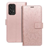 OEM Samsung Galaxy A53 5G könyvtok, fliptok, telefon tok, oldalra nyíló tok, mágneszáras, bankkártyatartós, mandala mintás, rose gold, Forcell Mezzo