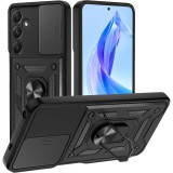 OEM Samsung Galaxy A55 5G hátlap tok, telefon tok, kitámasztható, mágneses, ütésálló, fekete, Defender Slide
