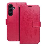 OEM Samsung Galaxy A55 5G könyvtok, fliptok, telefon tok, mágneszáras, bankkártyatartós, álomfogó mintás, magenta, Forcell Mezzo