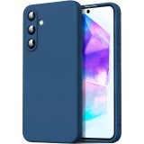 OEM Samsung Galaxy A55 5G szilikon tok, hátlaptok, telefon tok, velúr belsővel, matt, kék, Silicone