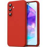 OEM Samsung Galaxy A55 5G szilikon tok, hátlaptok, telefon tok, velúr belsővel, matt, piros, Silicon