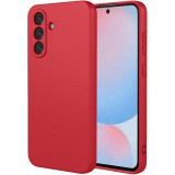 OEM Samsung Galaxy A57 5G szilikon tok, hátlaptok, telefon tok, velúr belsővel, matt, piros, Silicon