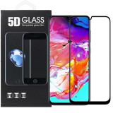 OEM Samsung Galaxy A70 üvegfólia, tempered glass, előlapi, 5D, edzett, hajlított, fekete kerettel