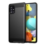 OEM Samsung Galaxy A71 szilikon tok, hátlaptok, telefon tok, karbon mintás, fekete, Simple Carbon