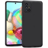 OEM Samsung Galaxy A71 szilikon tok, hátlaptok, telefon tok, velúr belsővel, matt, fekete, Silicon