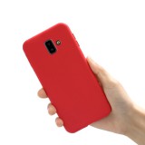 OEM Samsung Galaxy J6 Plus szilikon tok, hátlaptok, telefon tok, beépített fémlappal, piros