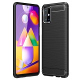 OEM Samsung Galaxy M31s szilikon tok, hátlaptok, telefon tok, karbon mintás, fekete, Carbon case