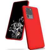OEM Samsung Galaxy S20 Ultra 5G szilikon tok, hátlaptok, telefon tok, matt, piros, Soft