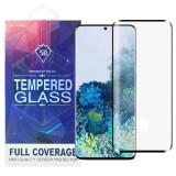 OEM Samsung Galaxy S20 Ultra 5G üvegfólia, tempered glass, előlapi, 5D, edzett, hajlított, újjlenyomat olvasónál kivágott, fekete kerettel