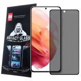 OEM Samsung Galaxy S21 FE 5G üvegfólia, tempered glass, előlapi, edzett, hajlított, fekete kerettel, betekintés védelemmel, Privacy