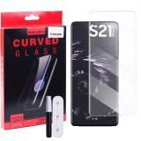 OEM Samsung Galaxy S21 Ultra 5G üvegfólia, tempered glass, előlapi, UV, edzett, hajlított
