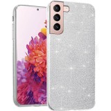 OEM Samsung Galaxy S22 Plus 5G (S22+ 5G) szilikon tok, hátlaptok, telefon tok, csillámos, ezüst, Glitter
