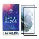 OEM Samsung Galaxy S22 Ultra 5G üvegfólia, tempered glass, előlapi, 5D, edzett, hajlított, fekete kerettel, ujjlenyomat olvasónál kivágott