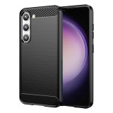 OEM Samsung Galaxy S23 5G szilikon tok, hátlaptok, telefon tok, karbon mintás, fekete, Simple Carbon