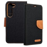 OEM Samsung Galaxy S23 Plus 5G (S23+ 5G) könyvtok, fliptok, telefon tok, mágneszáras, bankkártya tartós, fekete, Canvas