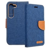 OEM Samsung Galaxy S23 Plus 5G (S23+ 5G) könyvtok, fliptok, telefon tok, mágneszáras, bankkártya tartós, kék, Canvas