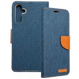 OEM Samsung Galaxy S24 5G könyvtok, fliptok, telefon tok, mágneszáras, bankkártya tartós, kék, Canvas