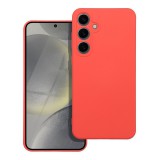 OEM Samsung Galaxy S24 5G szilikon tok, hátlaptok, telefon tok, velúr belsővel, matt, barack színű, Silicone