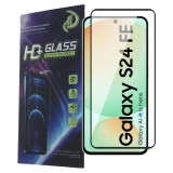 OEM Samsung Galaxy S24 FE 5G üvegfólia, tempered glass, előlapi, 9D, edzett, hajlított, fekete kerettel ujjlenyomat-olvasó kompatibilis
