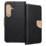 OEM Samsung Galaxy S24 Plus 5G (S24+ 5G) könyvtok, fliptok, telefon tok, bankkártyatartós, mágneszáras, fekete-arany, Fancy