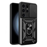 OEM Samsung Galaxy S24 Ultra 5G hátlap tok, telefon tok, kitámasztható, mágneses, ütésálló, fekete, Defender Slide