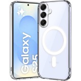 OEM Samsung Galaxy S25 5G hátlaptok, telefon tok, MagSafe kompatibilis, erősített sarkokkal, átlátszó, Anti Shock Mag Case, 1.5mm