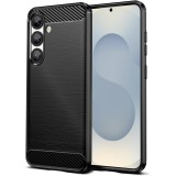 OEM Samsung Galaxy S25 5G szilikon tok, hátlaptok, telefon tok, karbon mintás, fekete, Simple Carbon