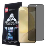 OEM Samsung Galaxy S25 5G üvegfólia, tempered glass, előlapi, edzett, hajlított, fekete kerettel, betekintés védelemmel, Privacy
