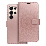 OEM Samsung Galaxy S25 Ultra 5G könyvtok, fliptok, telefon tok, mágneszáras, bankkártyatartós, mandala mintás, rose gold, Forcell Mezzo