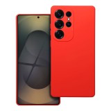 OEM Samsung Galaxy S25 Ultra 5G szilikon tok, hátlaptok, telefon tok, velúr belsővel, matt, piros, Silicon