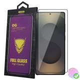 OEM Samsung Galaxy S25 Ultra 5G üvegfólia – 9H edzett, teljes képernyős, ujjlenyomat-olvasó kompatibilis, fekete keretes, OG Premium